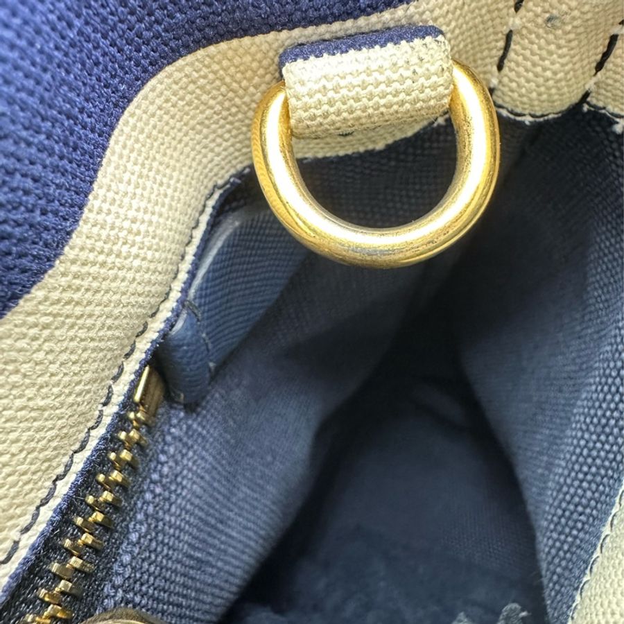 PRADA 藍白色橫間帆布 Tote bag 手提包-11