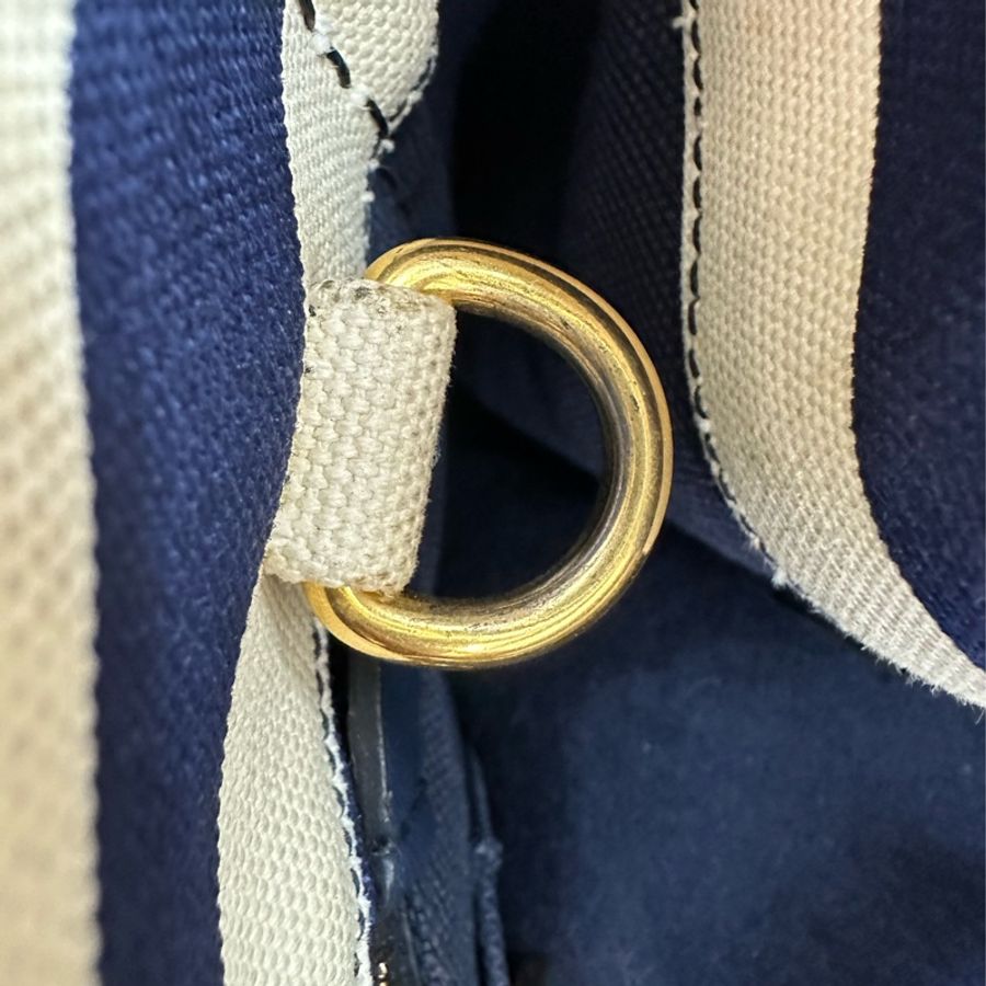 PRADA 藍白色橫間帆布 Tote bag 手提包-12