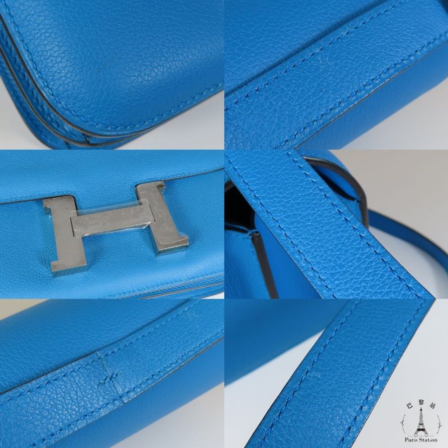 【巴黎站二手名牌專賣店】*現貨*HERMES 愛馬仕 真品*A刻 Constance 24 土耳其藍銀H康康肩背斜背包-6