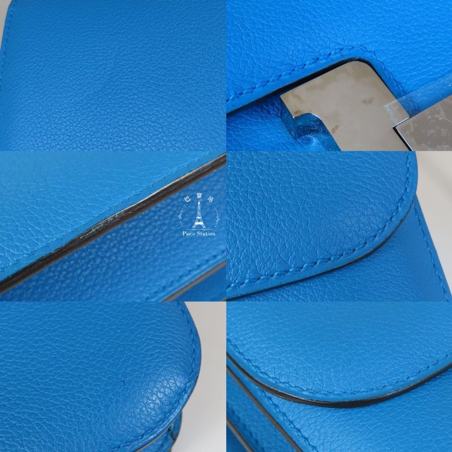 【巴黎站二手名牌專賣店】*現貨*HERMES 愛馬仕 真品*A刻 Constance 24 土耳其藍銀H康康肩背斜背包-7