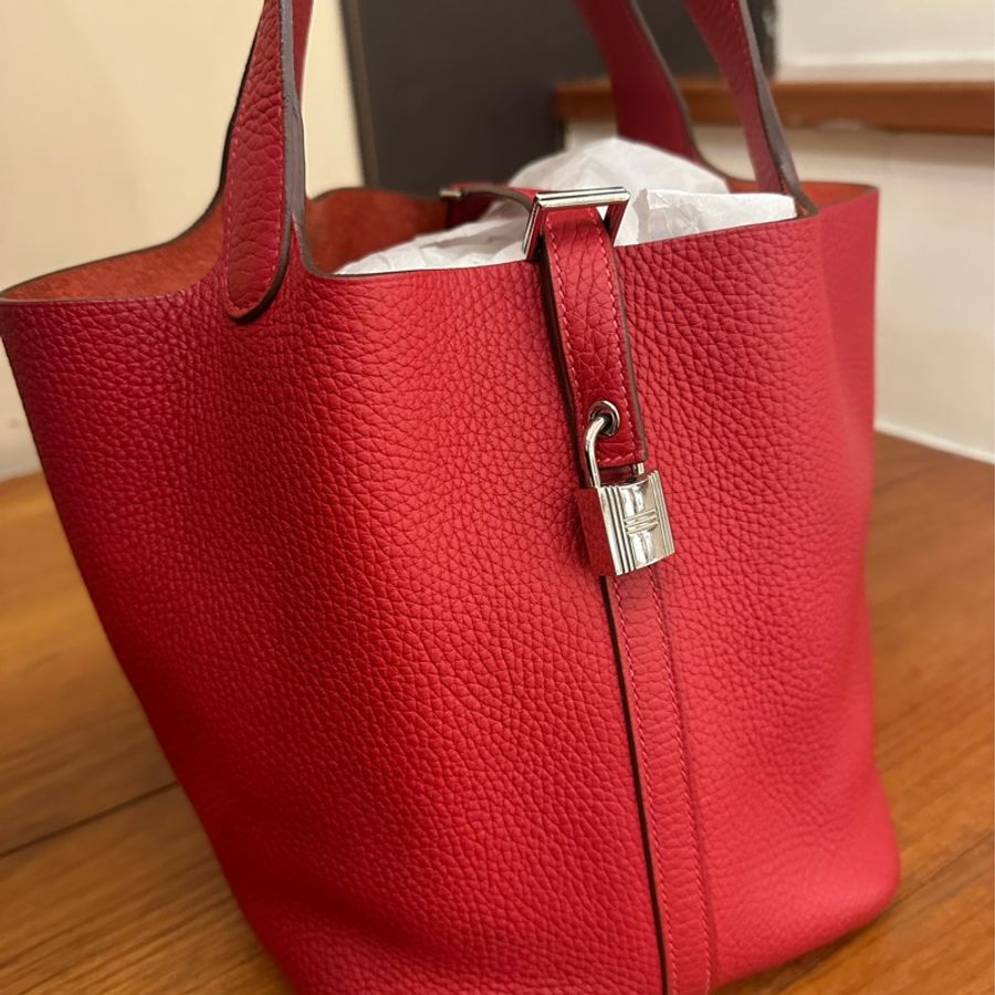 HERMES 暗紅銀釦PICOTIN 22 市場最划算-3