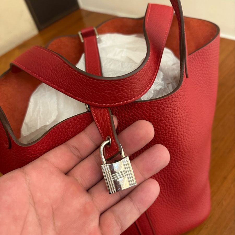 HERMES 暗紅銀釦PICOTIN 22 市場最划算-15
