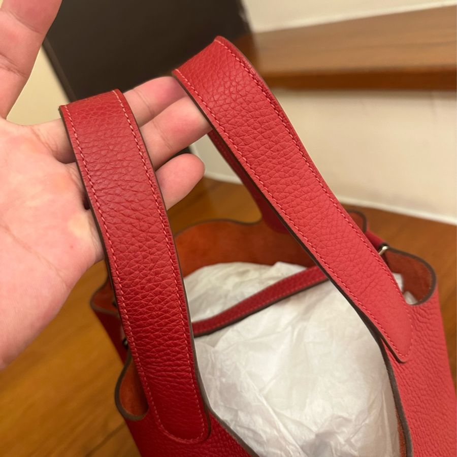 HERMES 暗紅銀釦PICOTIN 22 市場最划算-16
