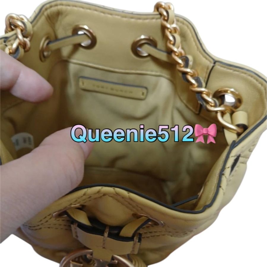 全新閒置品Tory Burch 專櫃款Fleming 小羊皮流蘇迷你水桶包-8
