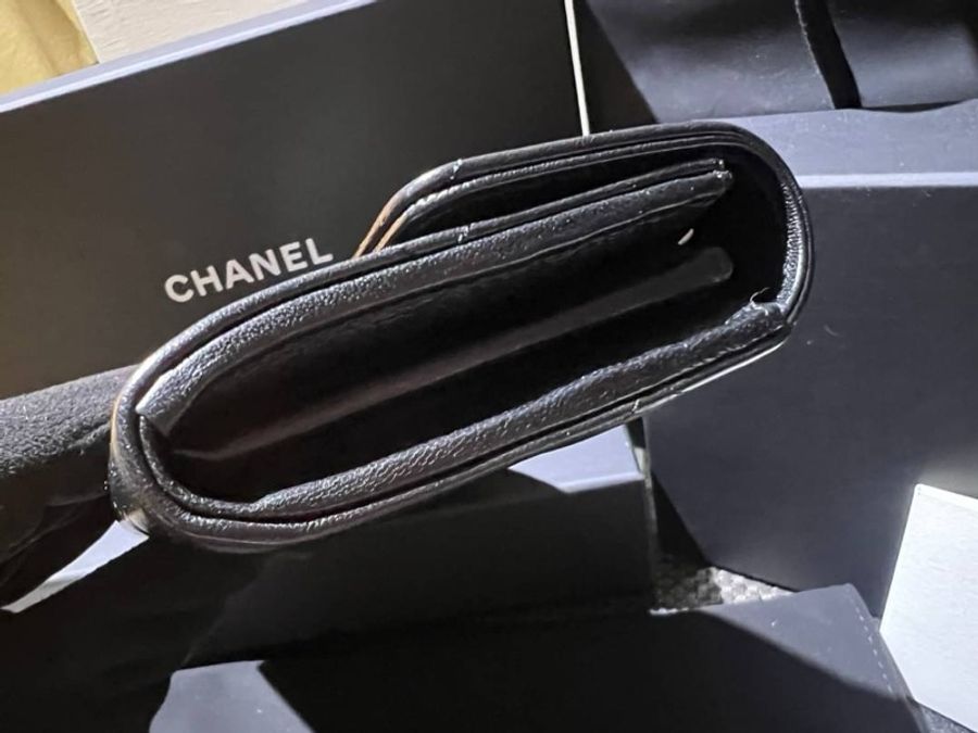 CHANEL 小羊皮❤️經典全新晶片款黑色長昂19羊皮夾-6