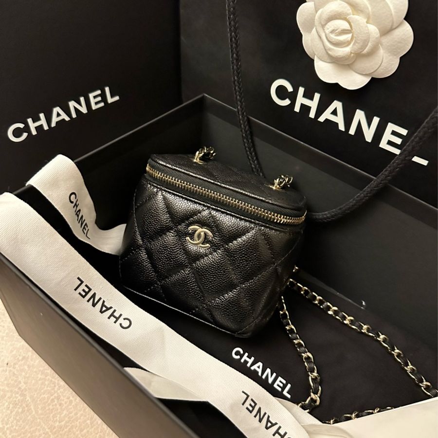 近新品 香奈兒Chanel24C荔枝紋牛皮 方盒子 小廢包 小方包 mini-1