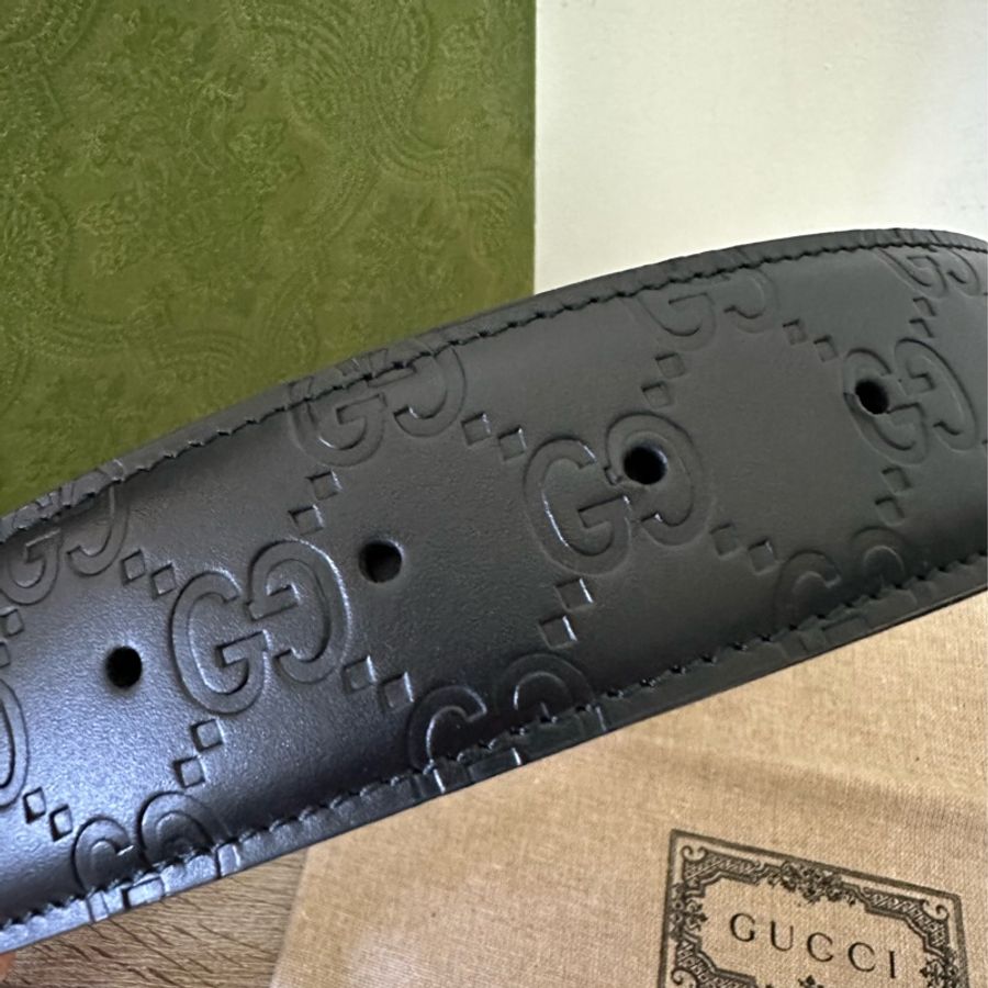 Gucci 90cm GG壓紋皮帶-2