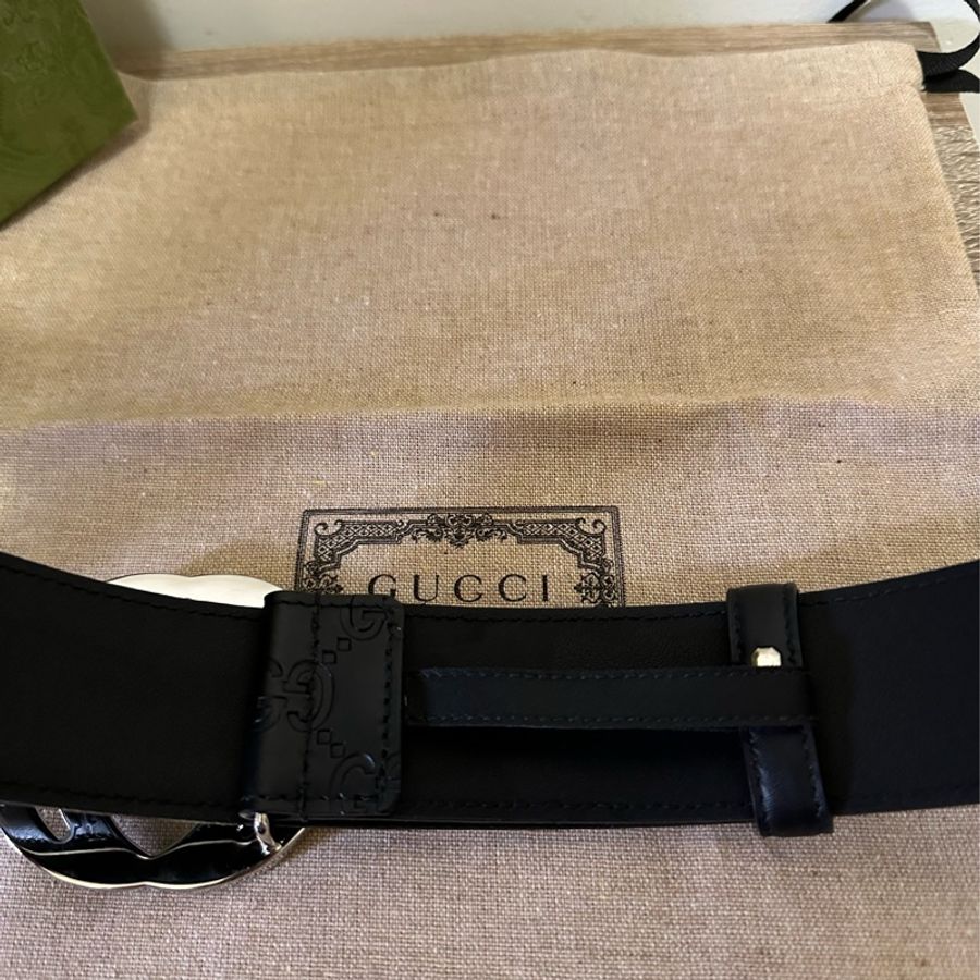 Gucci 90cm GG壓紋皮帶-3