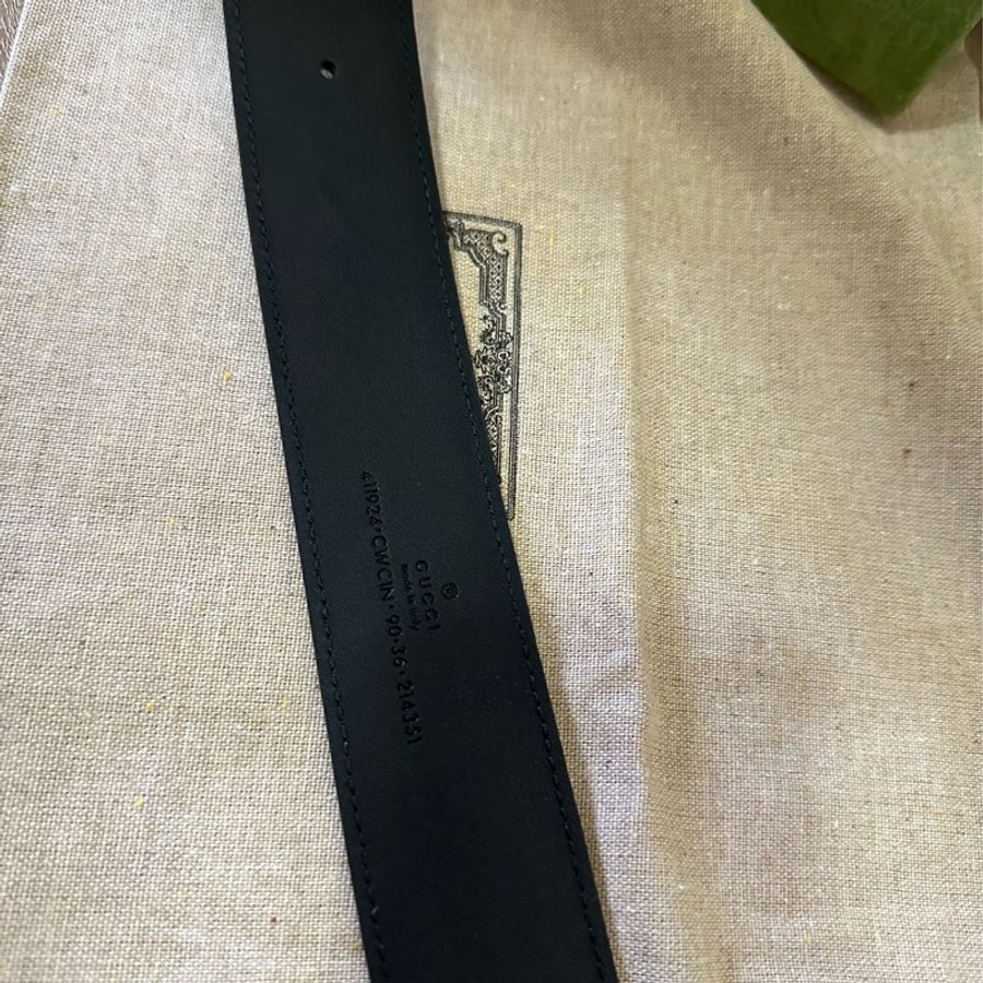 Gucci 90cm GG壓紋皮帶-6