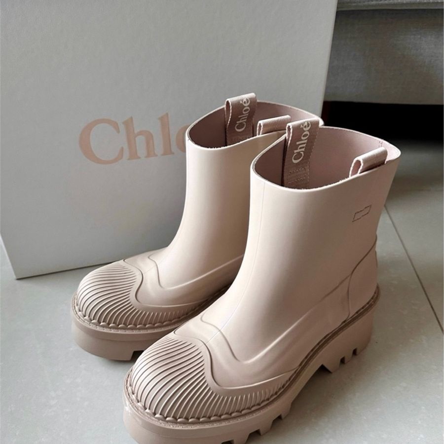 Chloe Betty 雨靴/雨鞋/短靴 溫柔奶茶色-0
