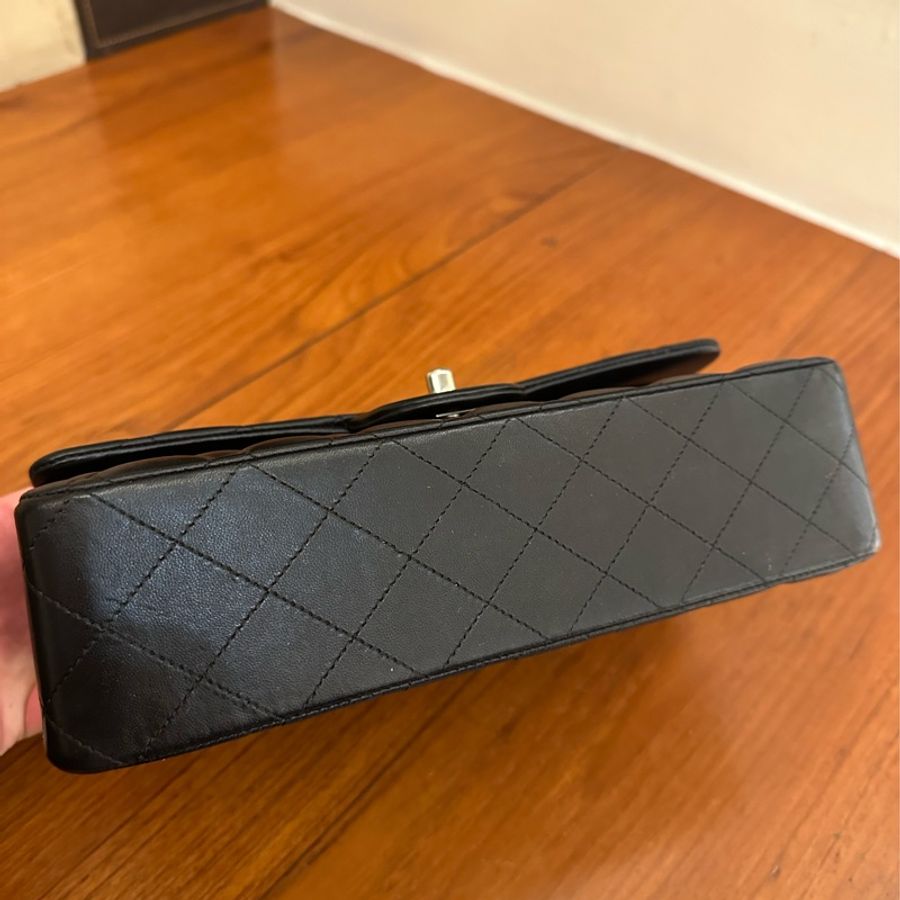 CHANEL 黑菱格羊皮銀雙C COCO25 市面上最划算-10