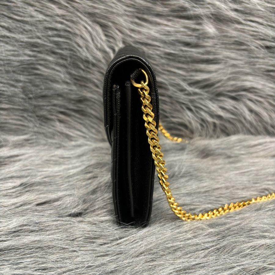 YSL 377828 黑荔枝 牛皮 金釦  斜背包 woc-4
