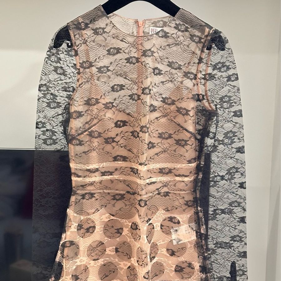 Red Valentino 黑色 長袖 蕾絲 雪紡 洋裝 紗裙 連身裙 連衣裙 裙裝-5