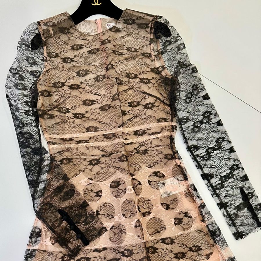 Red Valentino 黑色 長袖 蕾絲 雪紡 洋裝 紗裙 連身裙 連衣裙 裙裝-17