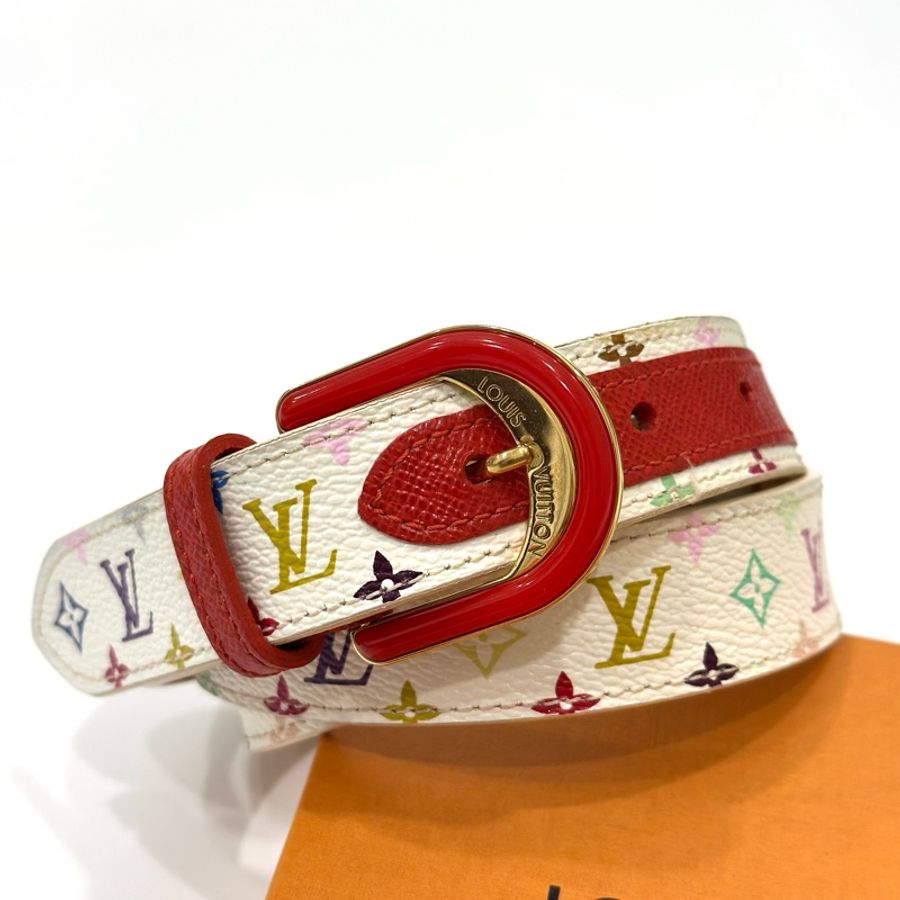 Louis Vuitton 路易威登 LV 牛皮 白三彩 腰帶 皮帶-1