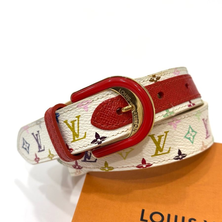 Louis Vuitton 路易威登 LV 牛皮 白三彩 腰帶 皮帶-2