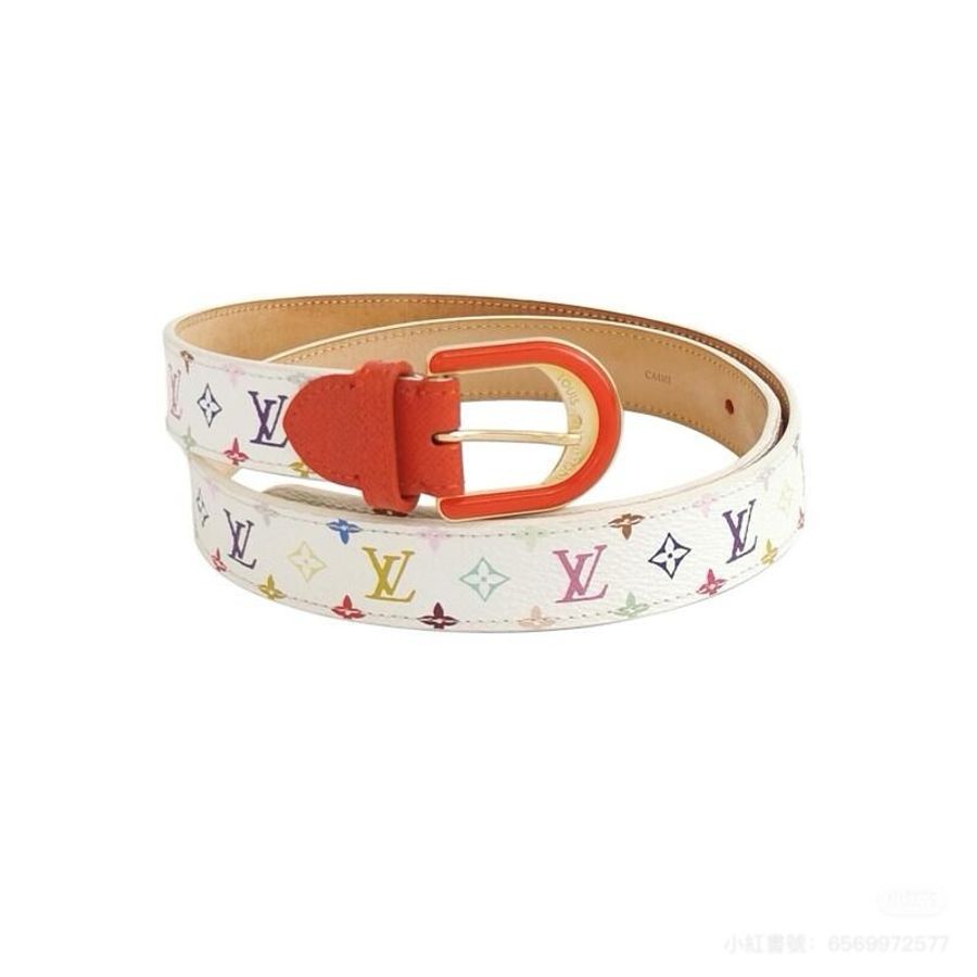 Louis Vuitton 路易威登 LV 牛皮 白三彩 腰帶 皮帶-7