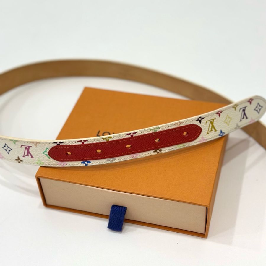 Louis Vuitton 路易威登 LV 牛皮 白三彩 腰帶 皮帶-13