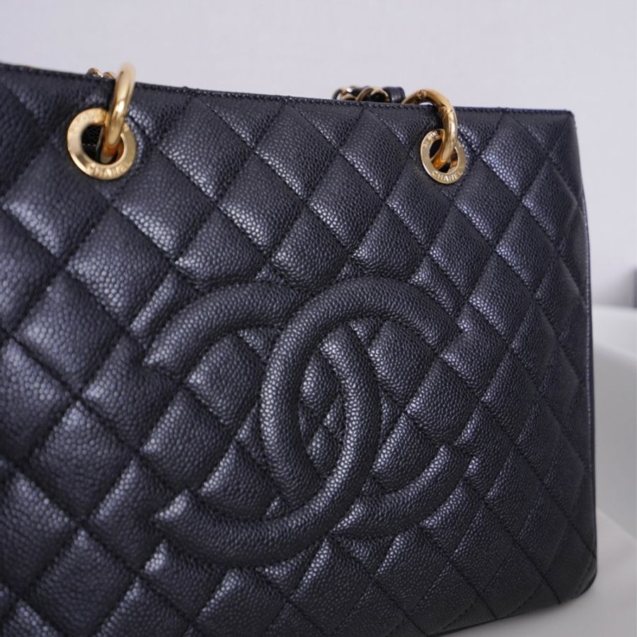 絕版Chanel GST Grand shopping tote荔枝紋肩背托特包-6