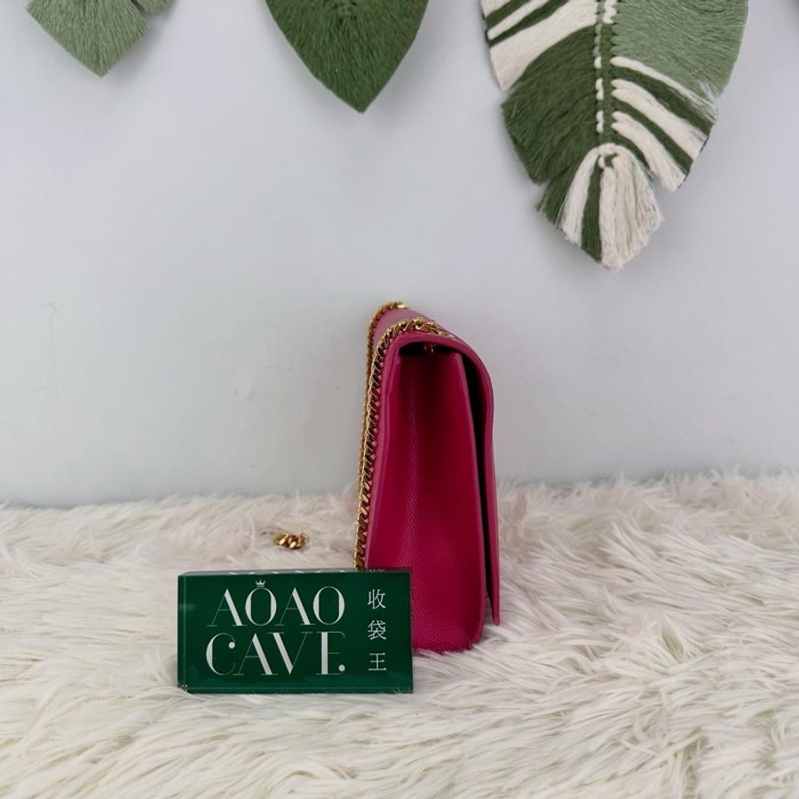 YSL KATE 桃紅金扣 WOC 魚子醬皮 鏈條包-2