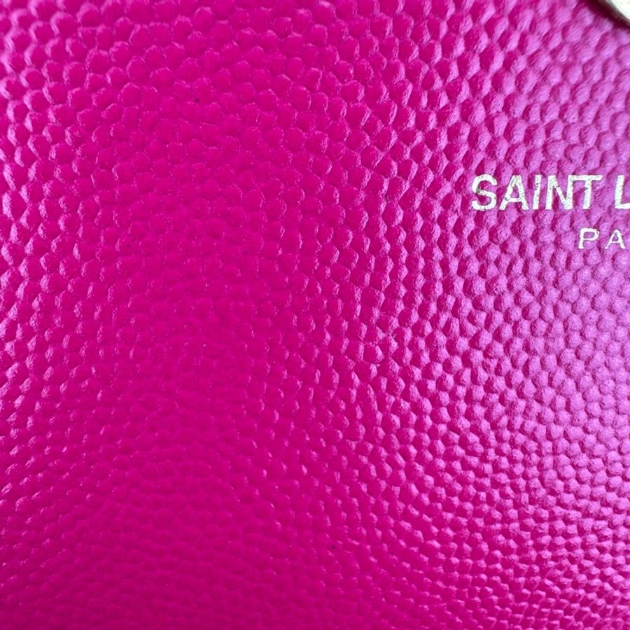YSL KATE 桃紅金扣 WOC 魚子醬皮 鏈條包-5