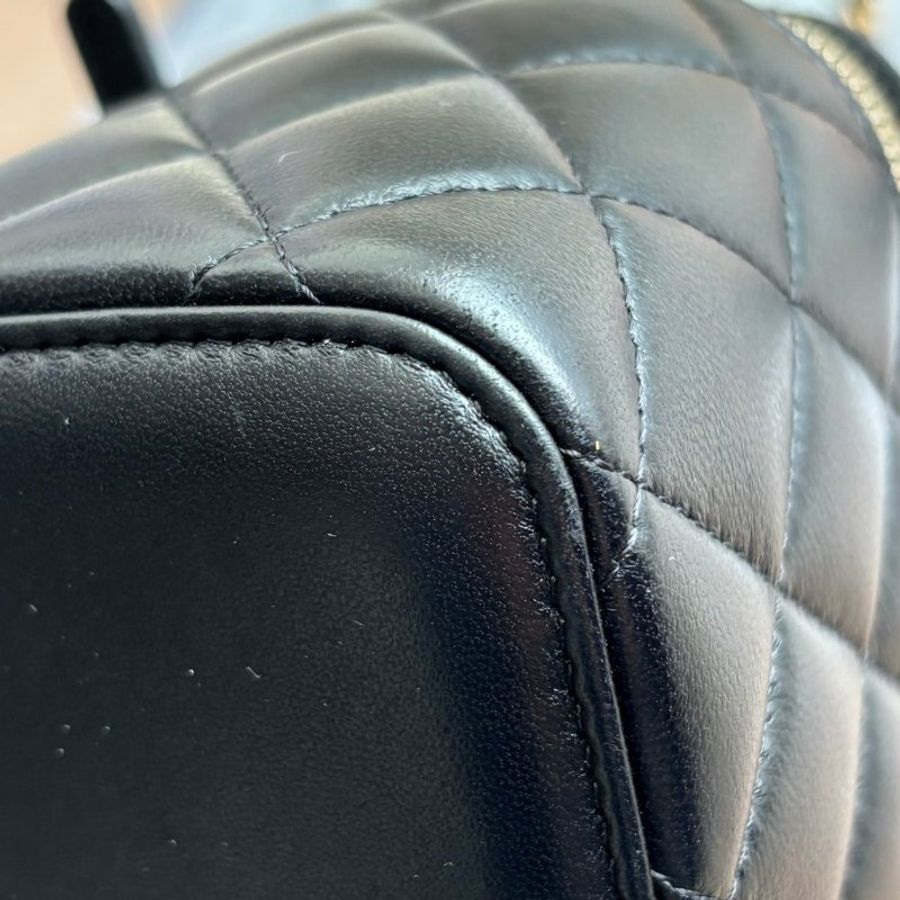 ::CHANEL:: 黑色羊皮金雙C核桃金球 化妝鍊包 斜背肩背包-20