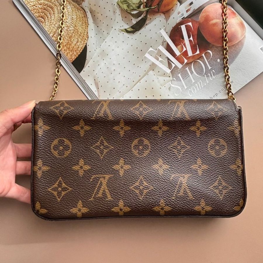 ::LOUIS VUITTON:: LV M61276 Pochette Félicie花紋金釦WOC三合一鏈包-1