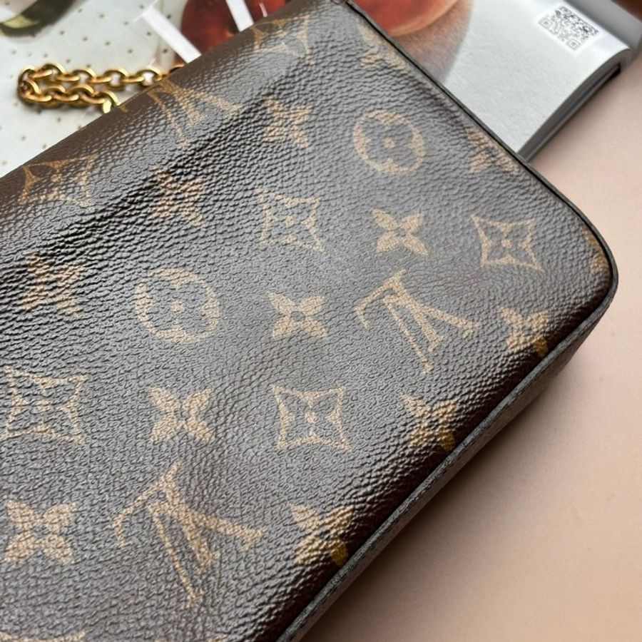 ::LOUIS VUITTON:: LV M61276 Pochette Félicie花紋金釦WOC三合一鏈包-6