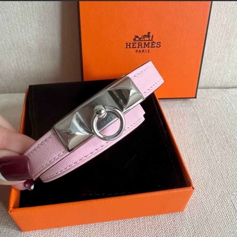 全新 現貨 🍊Hermes 愛馬仕 女裝 Rivale Double Tour bracelet 手觸 手鈪 皮革 手帶💍 3Q Rose Sakura 櫻花粉T2-1