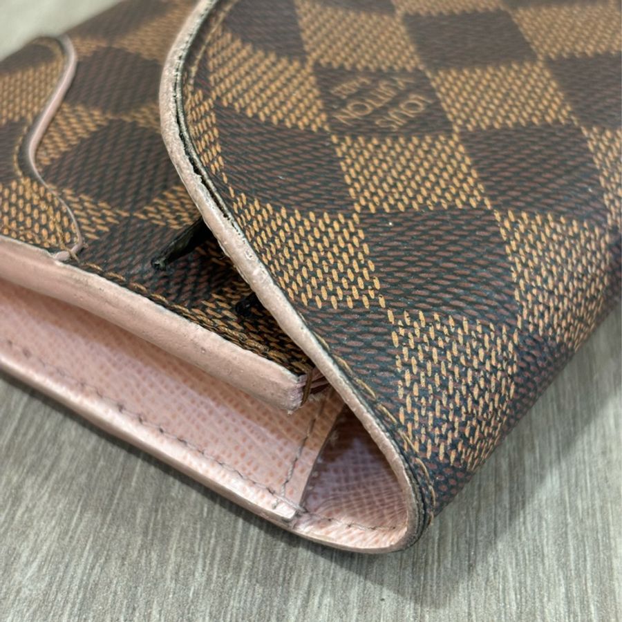 LV N61221 咖啡 棋盤 格紋 拉鍊 零錢 名片 信用卡 微笑 長夾-9