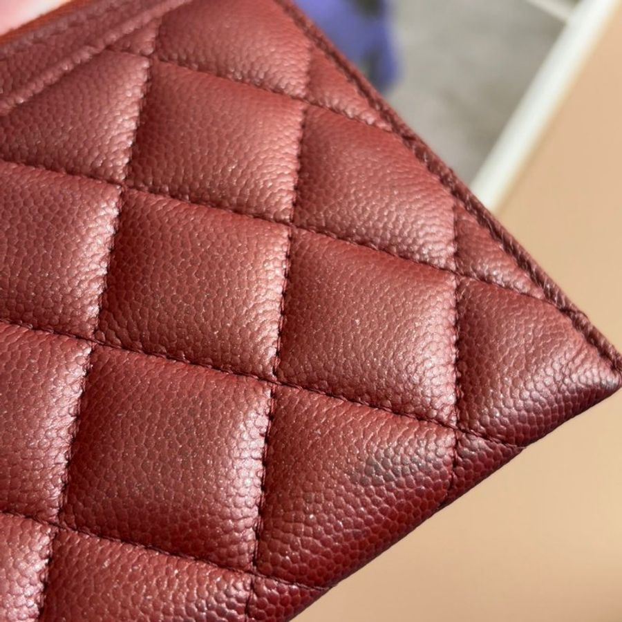 ::CHANEL::香奈兒 A84107 勃根地紅牛皮金雙C一字拉鍊扁型長夾 錢包色皮革卡片零錢包-28