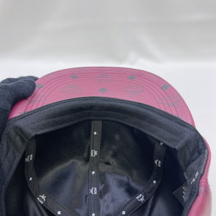 MCM 全新Logo皮革棒球帽-7