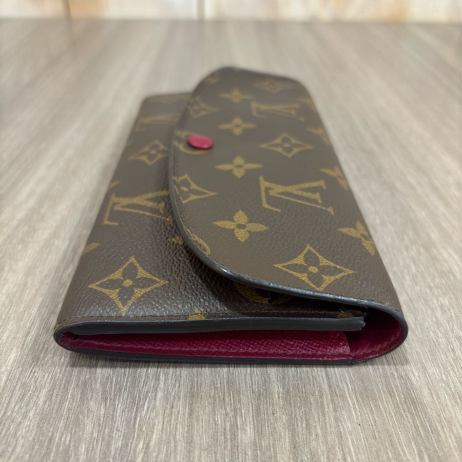 LV M60697 EMILIE 原花 拉鍊 紫紅 微笑 零錢 皮夾 發財夾 長夾-2