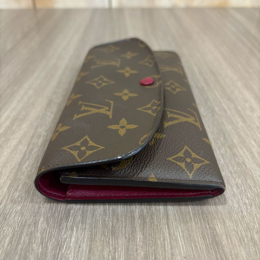 LV M60697 EMILIE 原花 拉鍊 紫紅 微笑 零錢 皮夾 發財夾 長夾-3