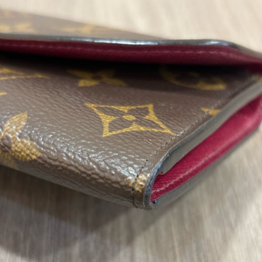 LV M60697 EMILIE 原花 拉鍊 紫紅 微笑 零錢 皮夾 發財夾 長夾-6