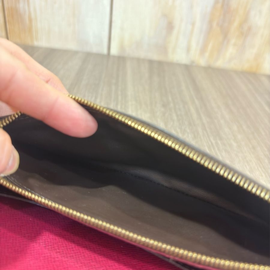 LV M60697 EMILIE 原花 拉鍊 紫紅 微笑 零錢 皮夾 發財夾 長夾-26