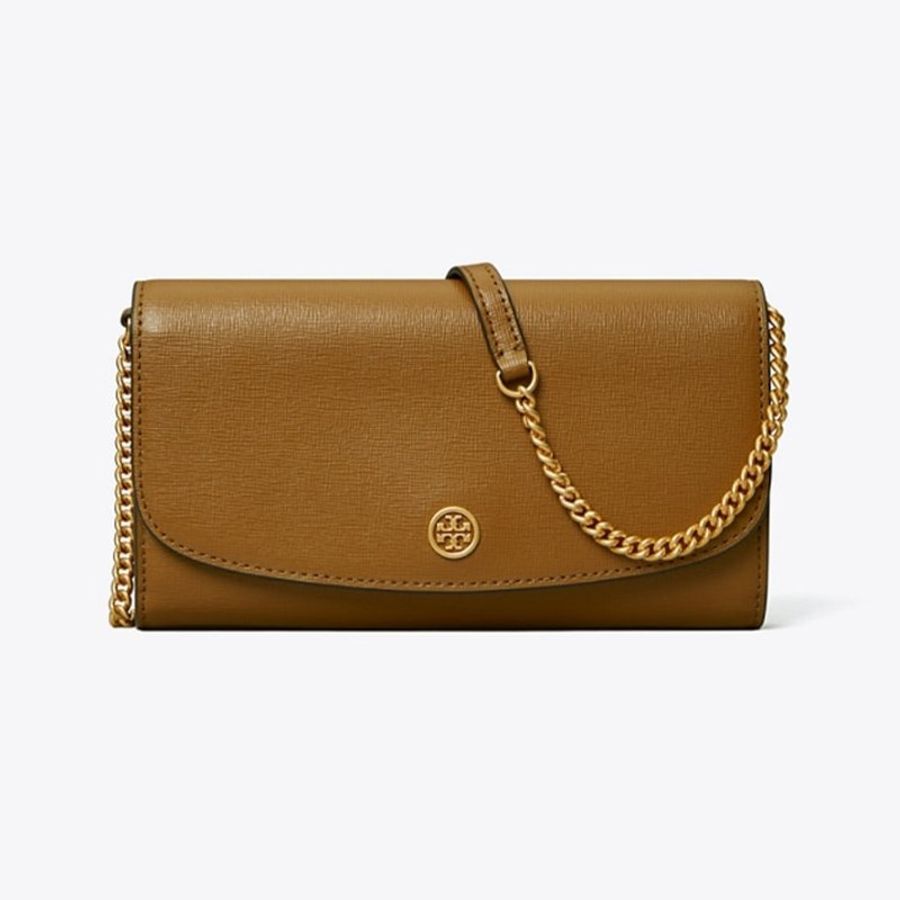 【Tory Burch】專櫃經典款 ROBINSON金字LOGO防刮牛皮側背/斜背兩用包 WOC 三色可選-2