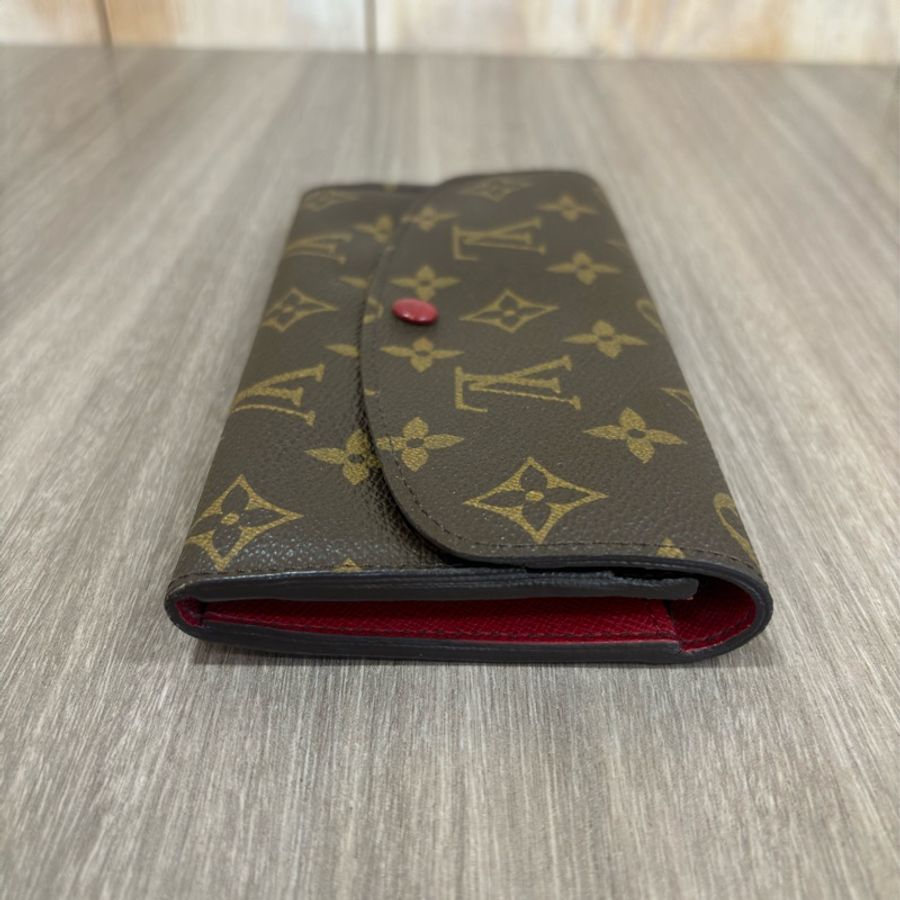 LV M60697 EMILIE 原花 拉鍊夾 紫紅 微笑 零錢夾 皮夾 發財夾 長夾-3