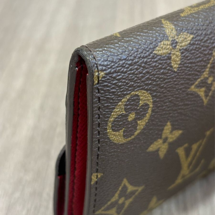 LV M60697 EMILIE 原花 拉鍊夾 紫紅 微笑 零錢夾 皮夾 發財夾 長夾-6
