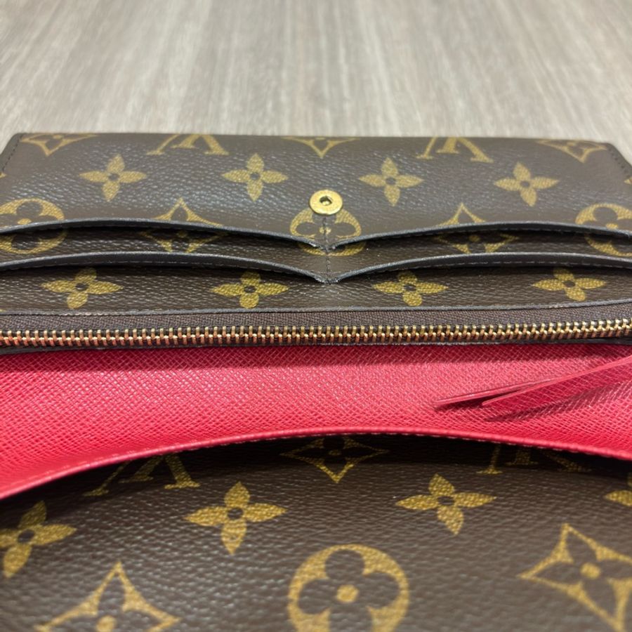 LV M60697 EMILIE 原花 拉鍊夾 紫紅 微笑 零錢夾 皮夾 發財夾 長夾-18