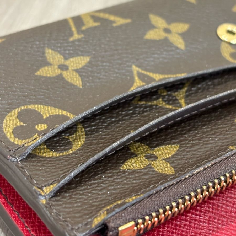 LV M60697 EMILIE 原花 拉鍊夾 紫紅 微笑 零錢夾 皮夾 發財夾 長夾-20
