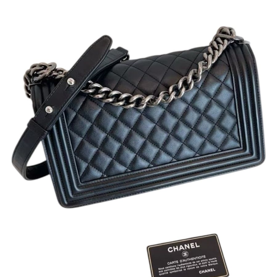 Chanel Leboy 中號 小牛皮銀扣-1