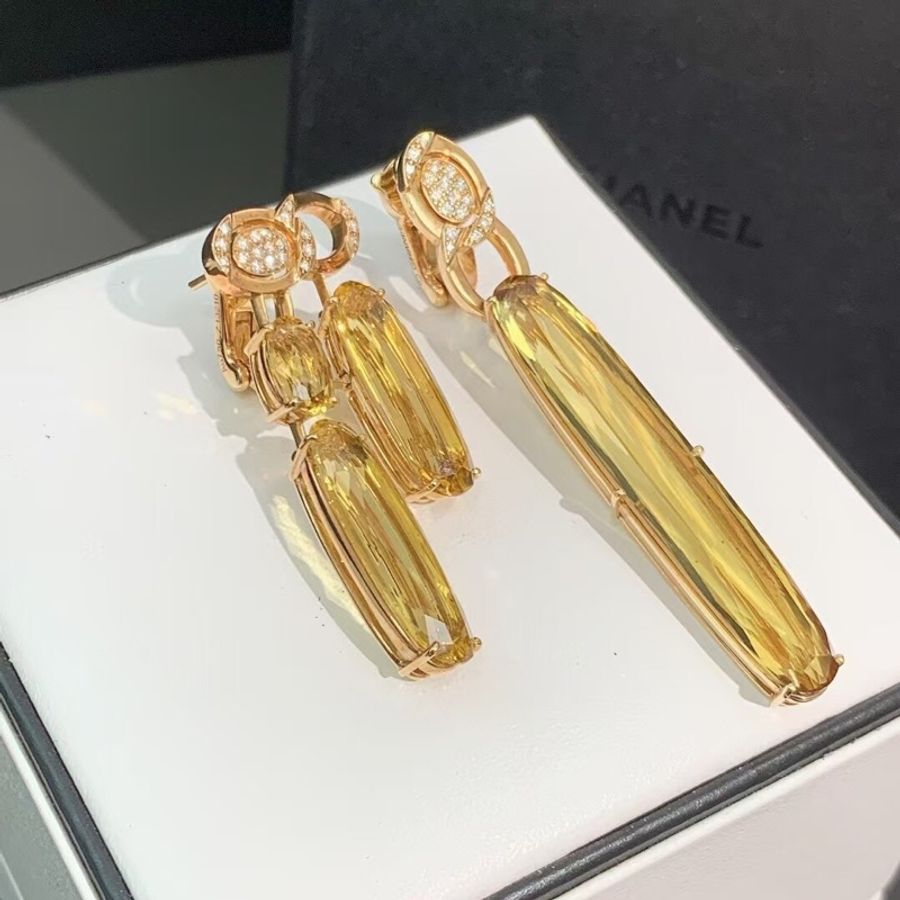 Chanel香奈兒高級珠寶dazzling earrings系列綠柱石黃金鑲鑽耳環。綠柱石共27克拉，2018購入-6