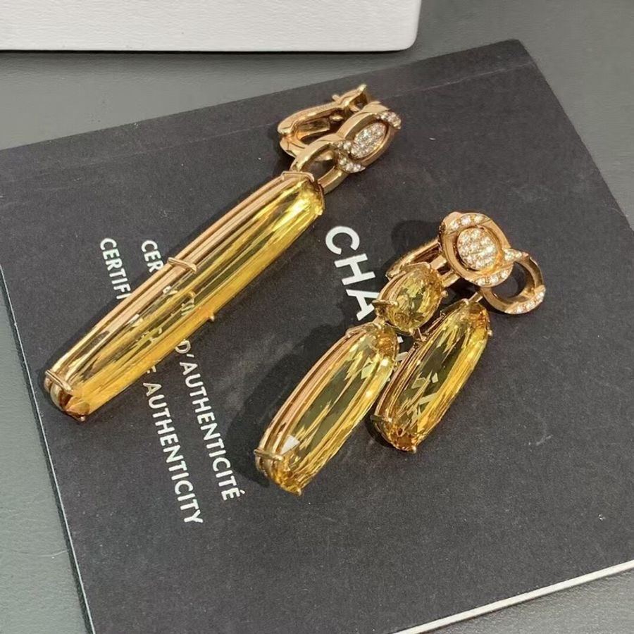 Chanel香奈兒高級珠寶dazzling earrings系列綠柱石黃金鑲鑽耳環。綠柱石共27克拉，2018購入-7