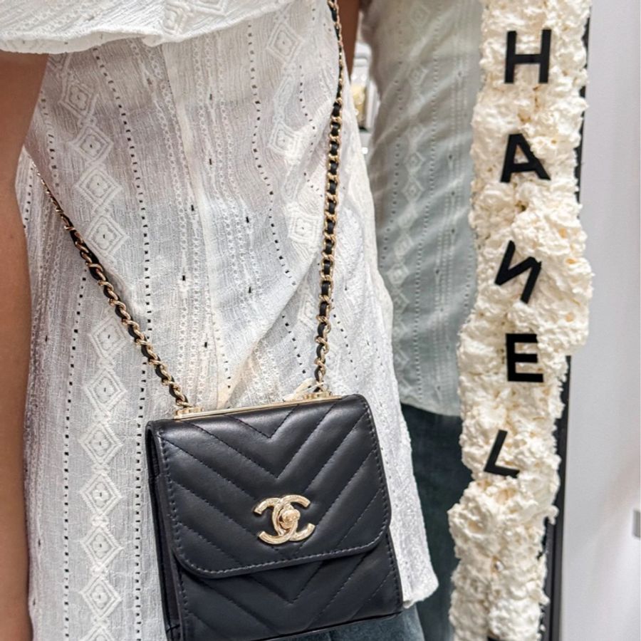 NOW BAGS|【二手代購】Chanel Trendy cc mini 黑金全皮鏈條包 28開-0