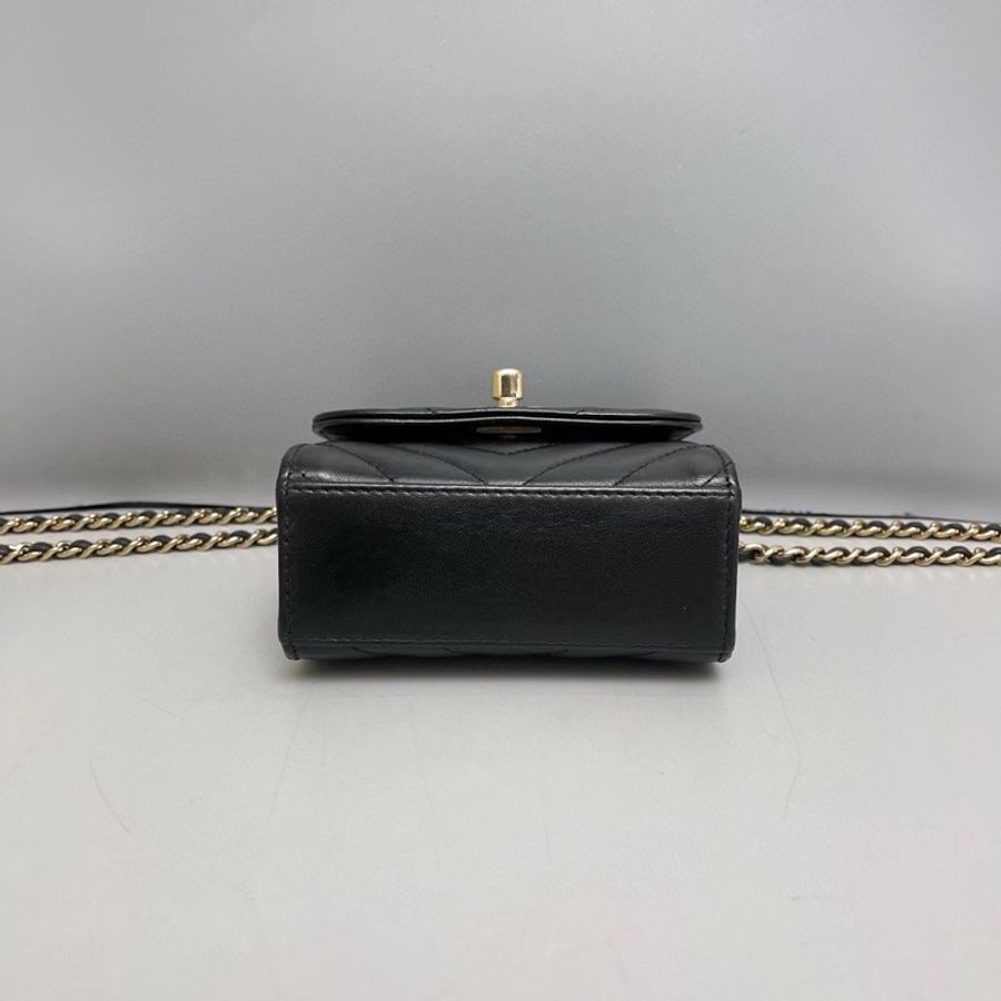 NOW BAGS|【二手代購】Chanel Trendy cc mini 黑金全皮鏈條包 28開-6