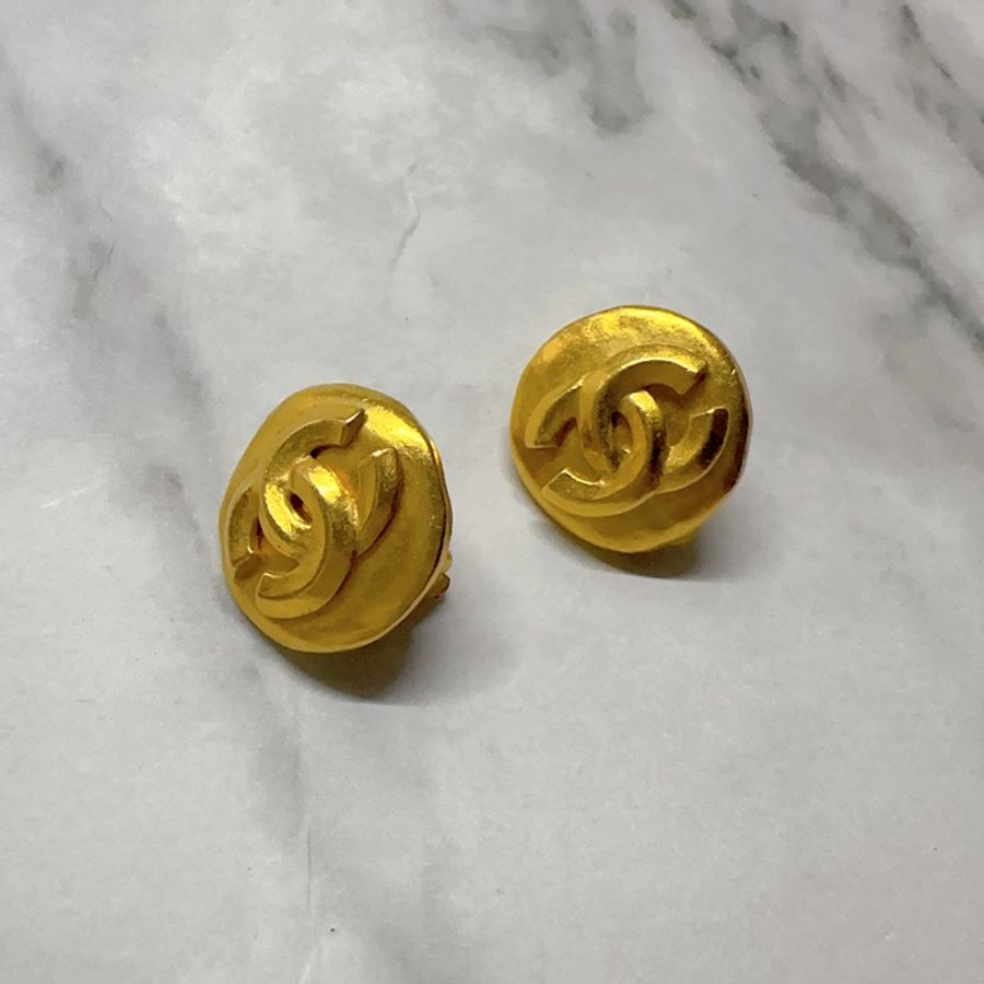 Chanel香奈兒鍍金古董耳環-0