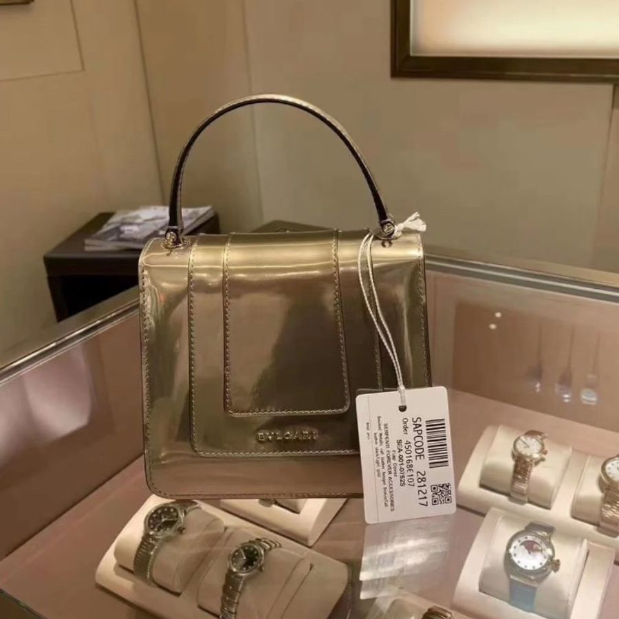 ✨快閃特價✨Bvlgari 281217 Serpenti Forever 金屬刷紋小牛皮包 古銅色-7