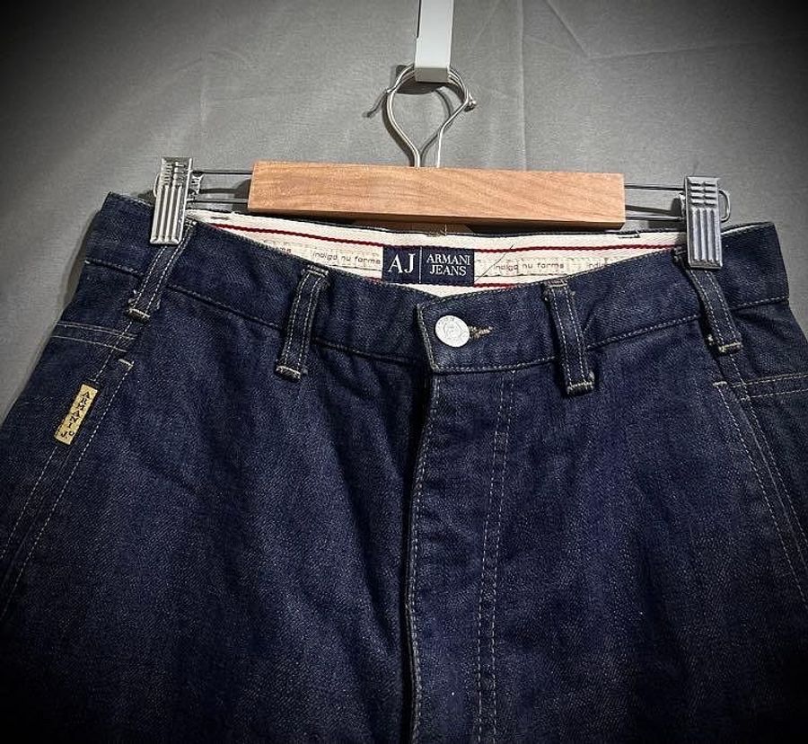 Armani jeans 義大利製 古著工裝褲 高腰錐形牛仔褲 口袋工作丹寧長褲 vintage indigo nu forms-2
