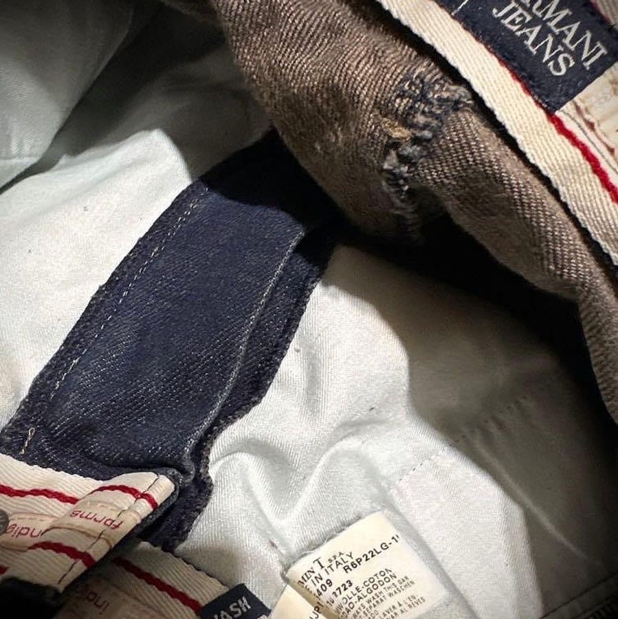 Armani jeans 義大利製 古著工裝褲 高腰錐形牛仔褲 口袋工作丹寧長褲 vintage indigo nu forms-7